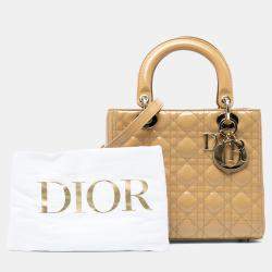 Pre Owned Dior Brown Medium Patent Cannage Lady Dior
