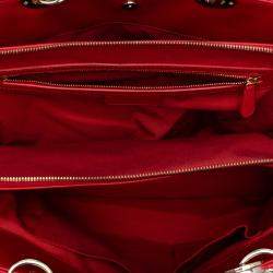 Pre Owned Dior Red Large Lambskin Cannage Soft Zipped Lady Dior Shopping Tote