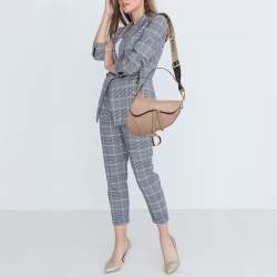 Pre Owned Dior Beige Leather Saddle Bag