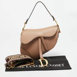 Pre Owned Dior Beige Leather Saddle Bag