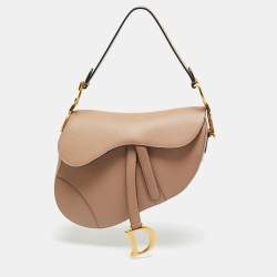 Pre Owned Dior Beige Leather Saddle Bag