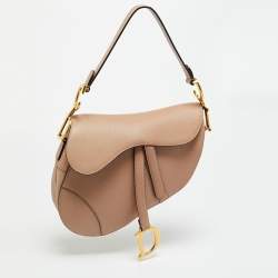 Pre Owned Dior Beige Leather Saddle Bag