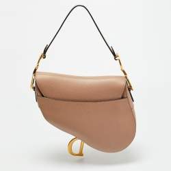 Pre Owned Dior Beige Leather Saddle Bag