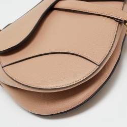 Pre Owned Dior Beige Leather Saddle Bag