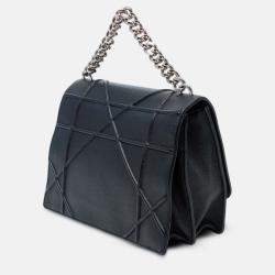 Pre Owned Dior Black Large Grained Calfskin Diorama Flap