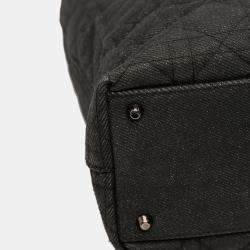 Pre Owned Dior Black Extra Large Denim Cannage Lady Dior