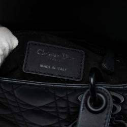 Pre Owned Dior Black Mini Ultra Matte Calfskin Cannage Lady Dior