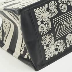 Pre Owned Dior Navy Blue/White Leather Embroidered Medium Book Tote