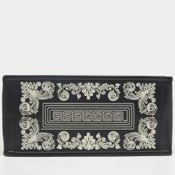 Pre Owned Dior Navy Blue/White Leather Embroidered Medium Book Tote