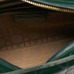 Pre Owned Dior Green Cannage Patent Leather Medium Lady Dior Tote