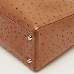 Pre Owned Dior Brown Ostrich Large Lady Dior Tote