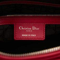 Pre Owned Dior Red Large Lambskin Cannage Lady Dior
