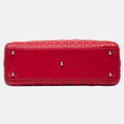 Pre Owned Dior Red Large Lambskin Cannage Lady Dior