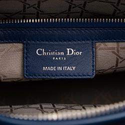 Pre Owned Dior Blue Large Lambskin Cannage Lady Dior