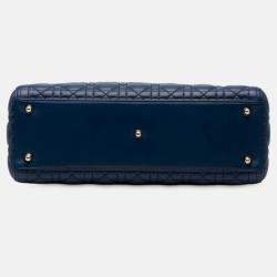 Pre Owned Dior Blue Large Lambskin Cannage Lady Dior