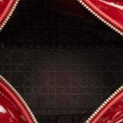 Pre Owned Dior Red Medium Patent Cannage Lady Dior