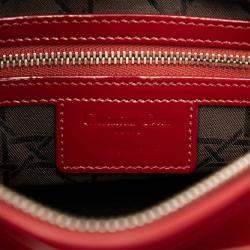 Pre Owned Dior Red Medium Patent Cannage Lady Dior