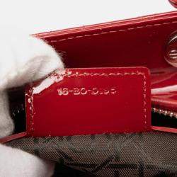 Pre Owned Dior Red Medium Patent Cannage Lady Dior
