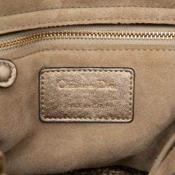 Pre Owned Dior Gold Medium Metallic Grained Calfskin Cannage Supple Lady Dior