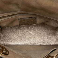 Pre Owned Dior Gold Medium Metallic Grained Calfskin Cannage Supple Lady Dior