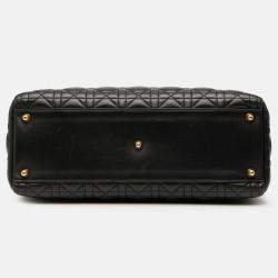 Pre Owned Dior Black Large Lambskin Cannage Lady Dior