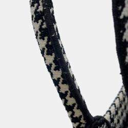 Pre Owned Dior Book Tote Houndstooth Pattern White/Black Canvas Size Small