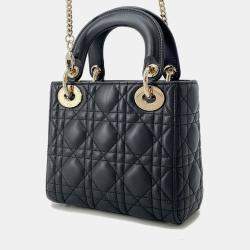 Pre Owned Dior Lady Dior Black Onge-Lambskin Size Mini