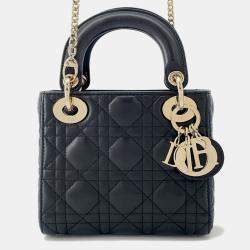 Pre Owned Dior Lady Dior Black Onge-Lambskin Size Mini
