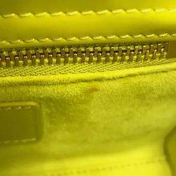 Pre Owned Dior Lady Dior 2Way Handbag Limegreen Patent Leather Size Mini