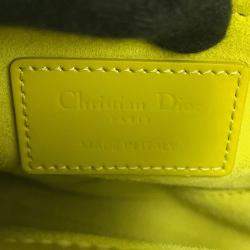Pre Owned Dior Lady Dior 2Way Handbag Limegreen Patent Leather Size Mini