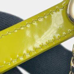 Pre Owned Dior Lady Dior 2Way Handbag Limegreen Patent Leather Size Mini