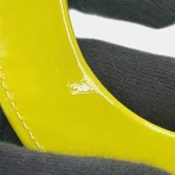 Pre Owned Dior Lady Dior 2Way Handbag Limegreen Patent Leather Size Mini