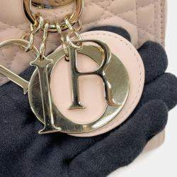 Pre Owned Dior Lady Dior Canage Powder Pink Lambskin Size Medium