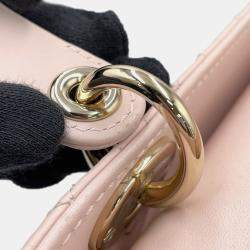 Pre Owned Dior Lady Dior Canage Powder Pink Lambskin Size Medium