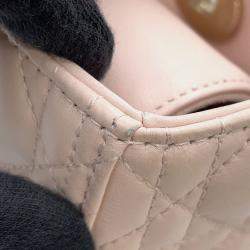 Pre Owned Dior Lady Dior Canage Powder Pink Lambskin Size Medium
