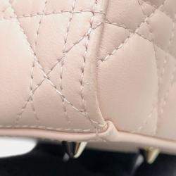 Pre Owned Dior Lady Dior Canage Powder Pink Lambskin Size Medium