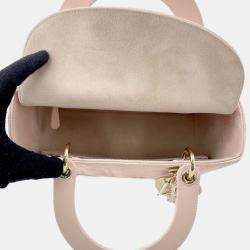 Pre Owned Dior Lady Dior Canage Powder Pink Lambskin Size Medium