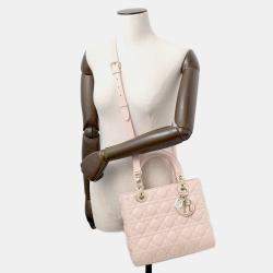 Pre Owned Dior Lady Dior Canage Powder Pink Lambskin Size Medium