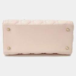 Pre Owned Dior Lady Dior Canage Powder Pink Lambskin Size Medium