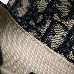 Pre Owned Dior Saddle Oblique One Shoulder Bag Navy Canvas Leather