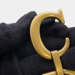 Pre Owned Dior Saddle Oblique One Shoulder Bag Navy Canvas Leather