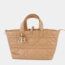 Pre Owned Dior Toujules Macrocannage Handbag Tan Calf Leather Size Medium