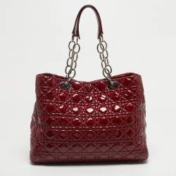 Pre Owned Dior Red Cannage Patent Leather Soft Lady Dior Tote