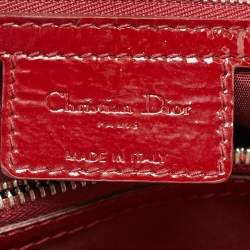 Pre Owned Dior Red Cannage Patent Leather Soft Lady Dior Tote