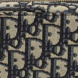 Pre Owned Dior Navy Blue Oblique Canvas and Leather Pouch Belt Bag