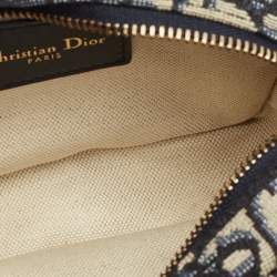 Pre Owned Dior Navy Blue Oblique Canvas and Leather Pouch Belt Bag