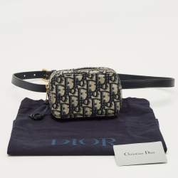 Pre Owned Dior Navy Blue Oblique Canvas and Leather Pouch Belt Bag