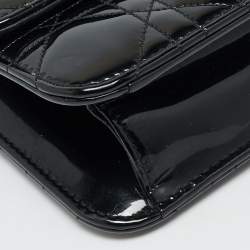 Pre Owned Dior Black Cannage Patent Leather Miss Dior Promenade Wallet On Chain