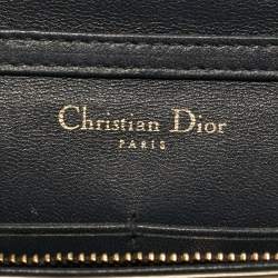 Pre Owned Dior Gold Microcannage Patent Leather Diorama Wallet on Chain