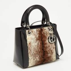 مملوكة مسبقًا Dior Tricolor Calf Hair and Smooth Leather Lady Dior Tote